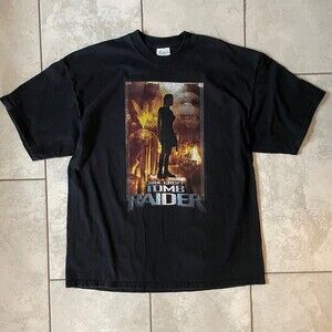 Vintage 2001 Lara Croft Tomb Raider Movie Promo T-Shirt Mens Size XXL Paramount